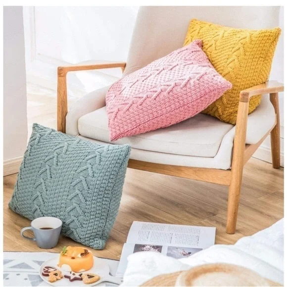 Dark Grey Textured Cozy Knit Chic Farmhouse Bohemian Trendy Throw Pillow Case - Picture 10 of 12